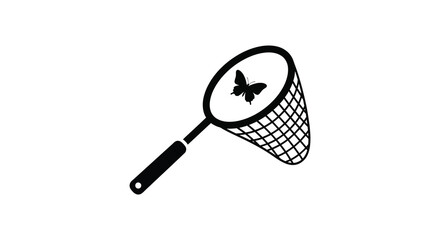 Butterfly net with insect black silhouette © Saifasafa