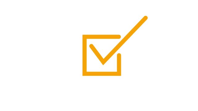 Minimalist orange checkmark animation on white background, for ui ux, tick checkbox motion ui