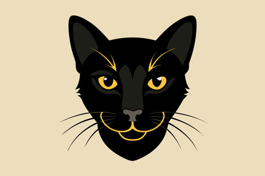 Stylized Illustration of Black Cats Head