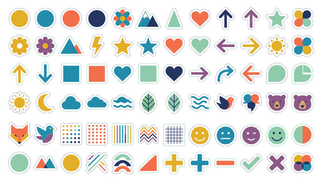 Colorful Geometric Shapes and Symbols.