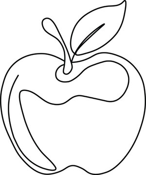 Minimal Apple Line Illustration with Leaf for Organic Food and Healthy Lifestyle Design
