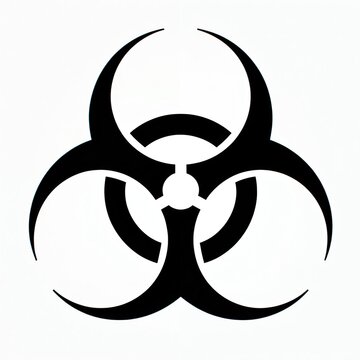 Biohazard symbol graphic design. Black hazard sign on white background. Danger alert warning for biological risk and infectious substance threat. Caution icon for health and science.