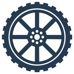 Obraz premium Cog Wheel Symbol Icon with Eight Spokes and Gear Teeth, Mechanical System Graphic