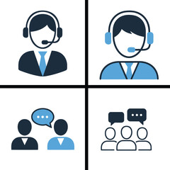 Fototapeta premium Customer service icons set support representatives and communication concepts