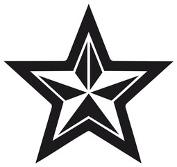 Obraz premium Stylized five point star design with inner star shape geometric star icon black and white