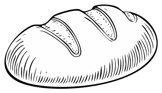 Hand-drawn loaf of bread illustration for baking concepts vector graphics. Artisan bread design for bakery products and recipes.