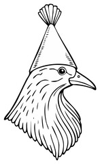 Naklejka premium Bird Wearing Party Hat: Fun Cartoon Illustration for Celebrations and Whimsical Designs