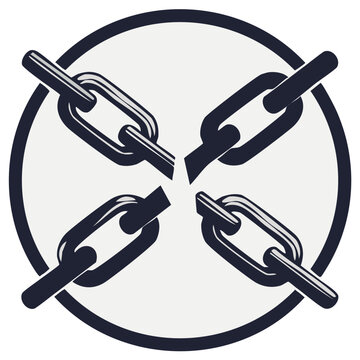 Abstract illustration of broken chain links forming a circle with a unique design