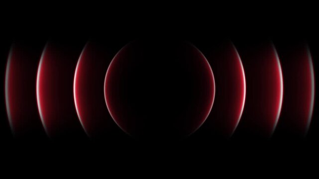 Seamless loop.Neon Wave abstract background. waves animation come from center. neon line radio wave animation on black background.4k neon video .