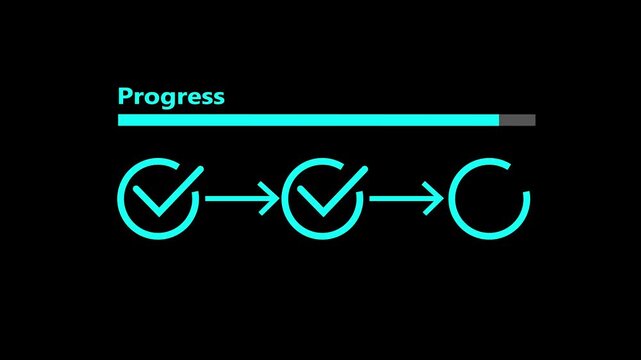 Marking checklist with loading progress bar. Concept of task tracking, project development, management workflow, and monitoring ongoing business progress.4k motion video .