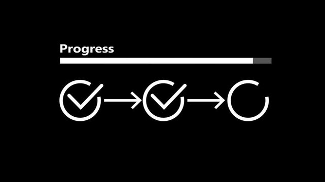 Marking checklist with loading progress bar. Concept of task tracking, project development, management workflow, and monitoring ongoing business progress.4k motion video .