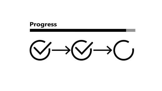 Marking checklist with loading progress bar. Concept of task tracking, project development, management workflow, and monitoring ongoing business progress.4k motion video .