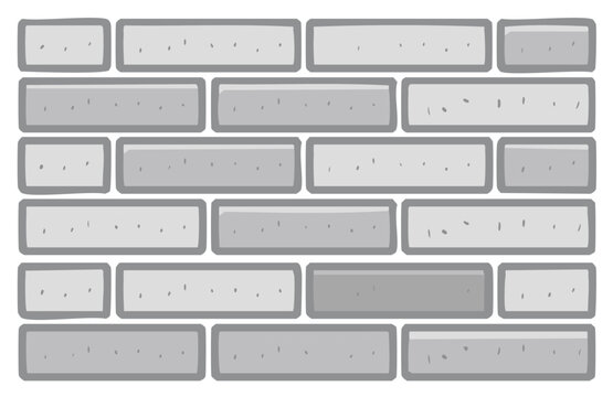 Cartoon illustration of a gray brick wall pattern or background design.
