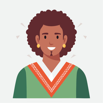 Illustration of a smiling man with an afro hairstyle