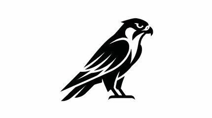 Fototapeta premium Stylized Black Silhouette of a Fierce Falcon Bird.