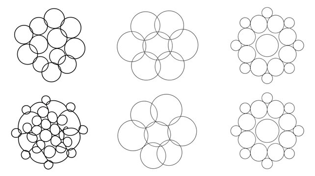 abstract overlapping circles pattern geometric design on a white background