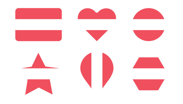 Webaustria national flag icon vector set with geometric shapes, heart symbols and patriotic color design collection for branding projects