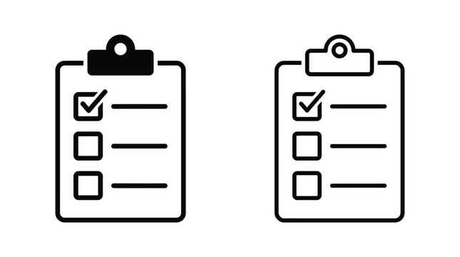 Checklist icon with clipboard checked and unchecked boxes line art