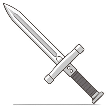 Stylized silver sword with a strong blade and grey hilt ideal for game design or fantasy concepts