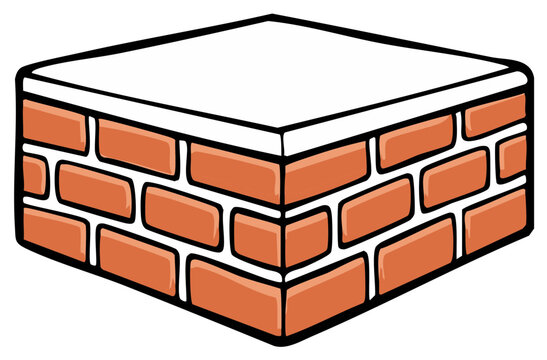 Corner view of a brick wall with a white capstone and mortar