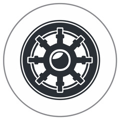 Obraz premium Abstract circular symbol with spokes and central circle resembling a wheel or star
