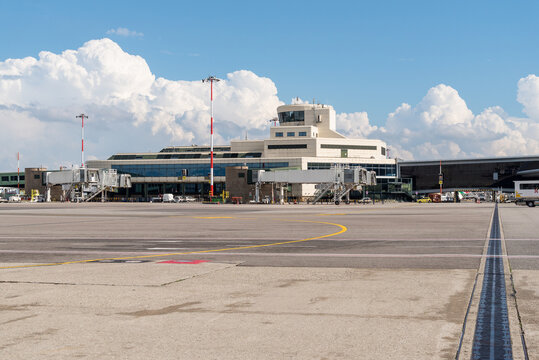 Ferno, Milan-Malpensa, Lombardy, Italy - May 11, 2026: External view of Milan Malpensa international Airport.