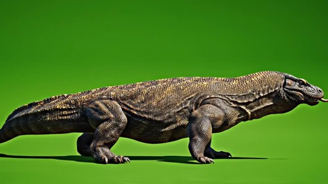 Komodo dragon is on sandy ground. 