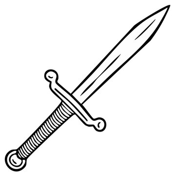 Ancient Roman gladius sword weapon illustration simple line art drawing