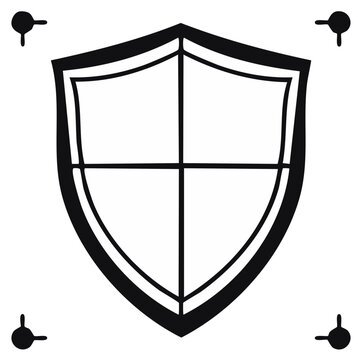 Classic shield emblem with cross graphic and corner registration marks symbol outline