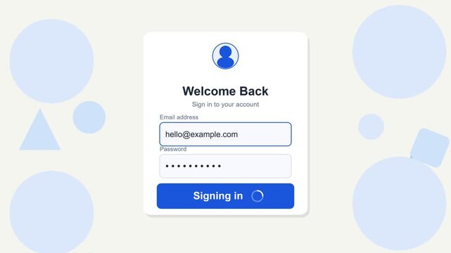 Modern Login Screen UI with Welcome Back and Signing In Button