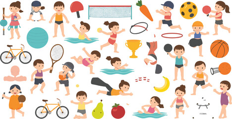 Fototapeta premium Children Engaged in Various Sports and Activities kids