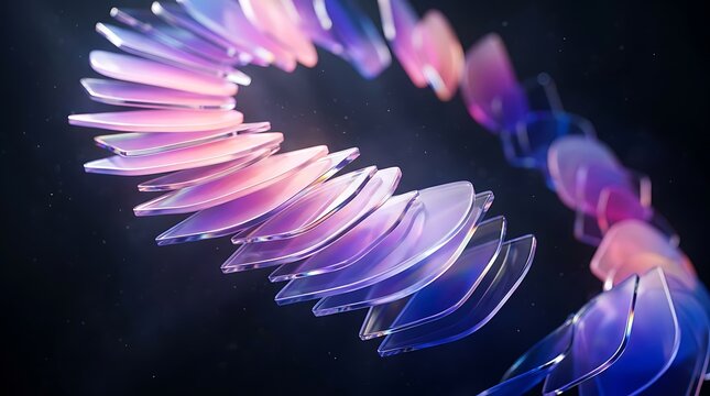 A beautiful closeup of a pink lotus blossom and purple jellyfish blooming in the deep blue dark water of a mystical spring garden