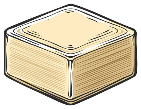 Isometric view of a rectangular block with parallel lines, simple illustration, cream color, top view, vector design, abstract shape