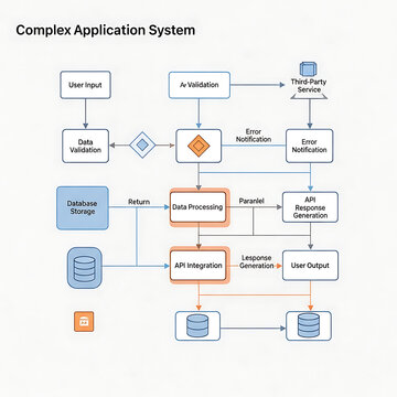 Complex Application System Workflow Diagram