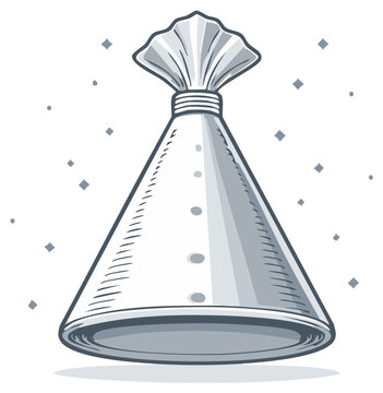 Conical plastic icing bag for cake decorating with clear pattern isolated for desserts making