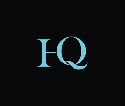 Blue letter H and Q on dark background