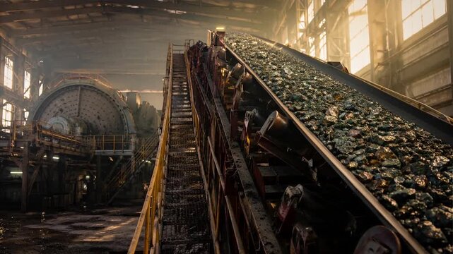Industrial mining processing inside plant