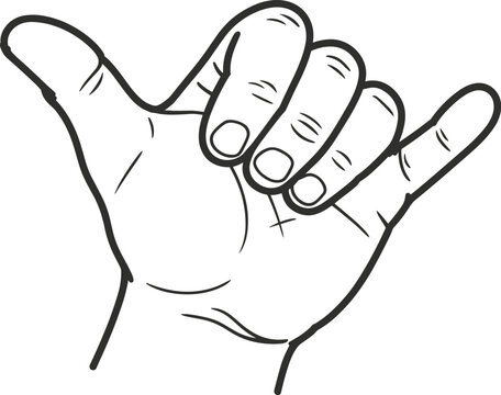 Hand Gesture Shaka Sign Outline vector