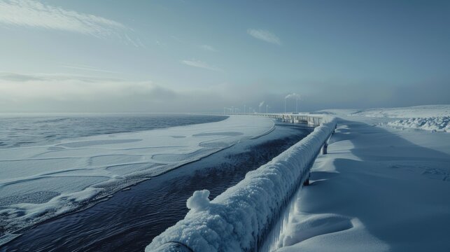 Arctic desalination plant with frostcovered intake pipes Canon EOS R5 24mm f8