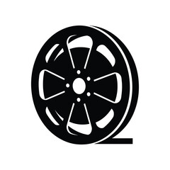 Fototapeta premium Vintage film reel spinning with black background and cinematic concept