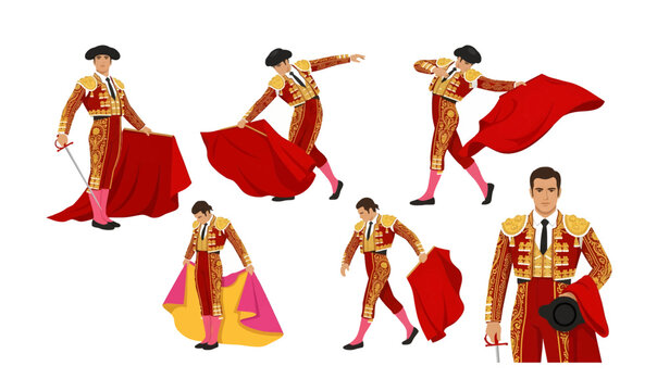 Collection of Spanish matador in traditional costume.