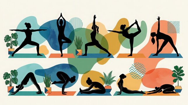 Vibrant yoga poses for mindful exercise and wellness