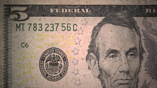 Stop Motion of US Dollar bills banknotes. Front side view Dollars on close-up. Finance Business concept animation.