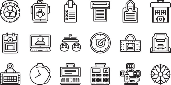 Black and white icons set of household objects Vector