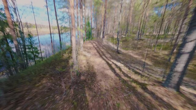 The guy runs away from the pursuit in the forest, looking around and speeding up. The feeling of fear. The instinct of self-preservation. From the first person.