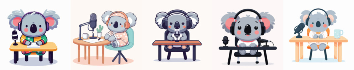 cute koala vector doing podcast © Jefri Syahputra BKL