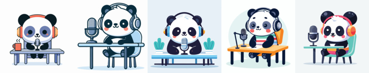 cute panda vector doing podcast © Jefri Syahputra BKL