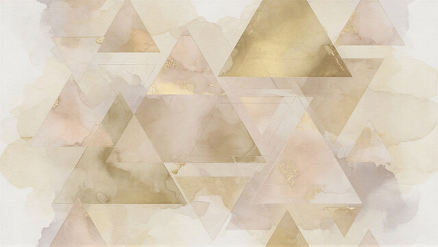 Gold triangle pattern layered on textured watercolor background