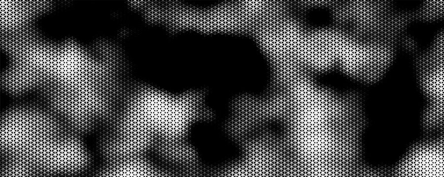 Abstract geometric black and white graphic design print halftone triangle pattern