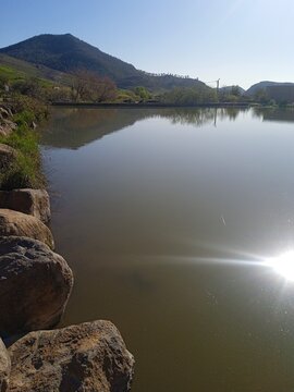 lake and mountains country amghas near azrou morrocco 